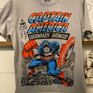 Marvel Comics CAPTAIN‎ AMERICA Legendary Avenger Gray Graphic Tee Size Small